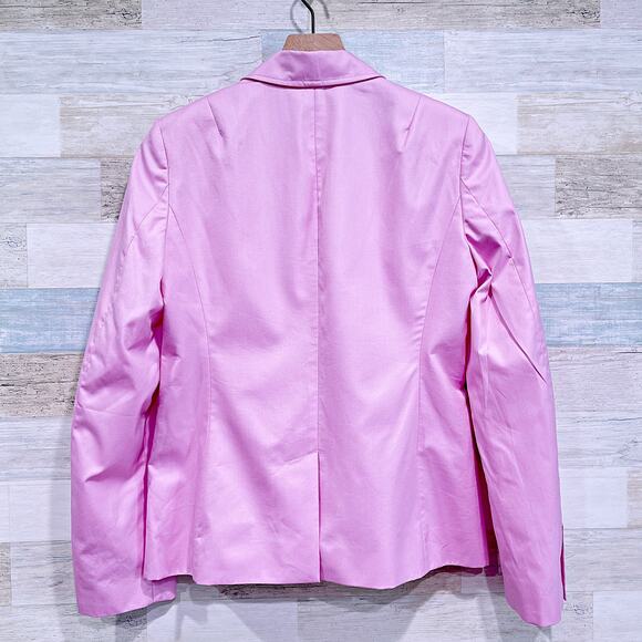 J CREW Cotton Schoolboy Blazer Pastel Pink Lightweight Summer Preppy Womens 8 - Picture 4 of 6